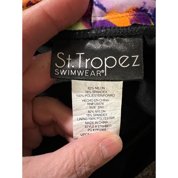 St. Tropez Swimsuit Womens 20W Swim Fly Away Tie Front Pansy Floral Halter Neck - Picture 8 of 9